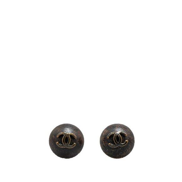 CHANEL Vintage Black Logo Earrings - Picture 1 of 4
